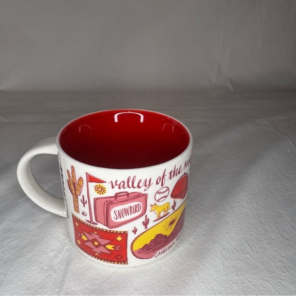 Starbucks Phoenix Ceramic Mug in White and Red with Yellow Accents - Picture 4 of 7